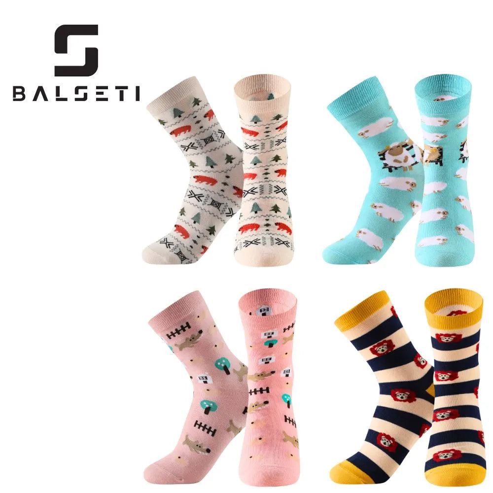 Calcetines media caña con dibujos divertidos de animales