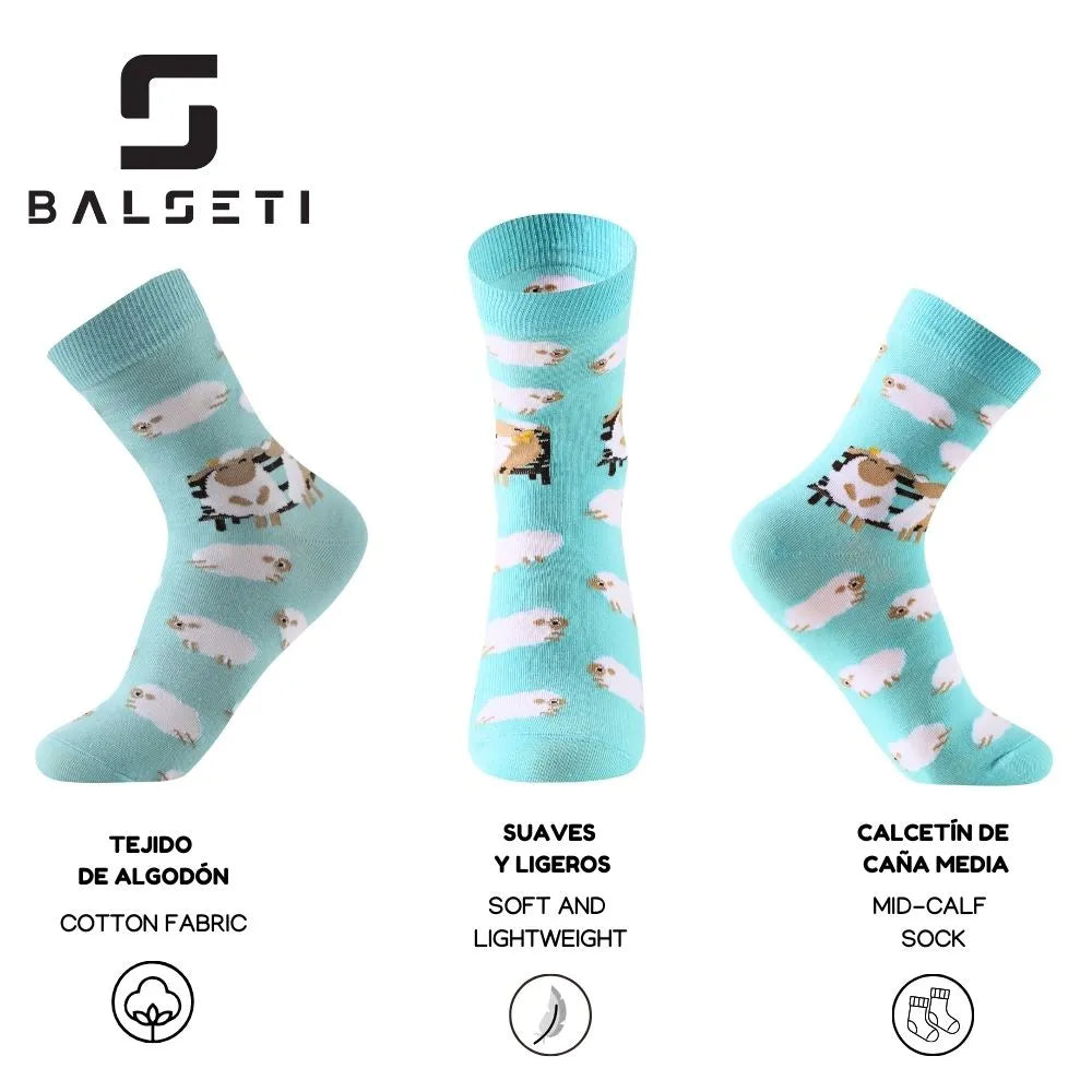 Calcetines media caña con dibujos divertidos de animales