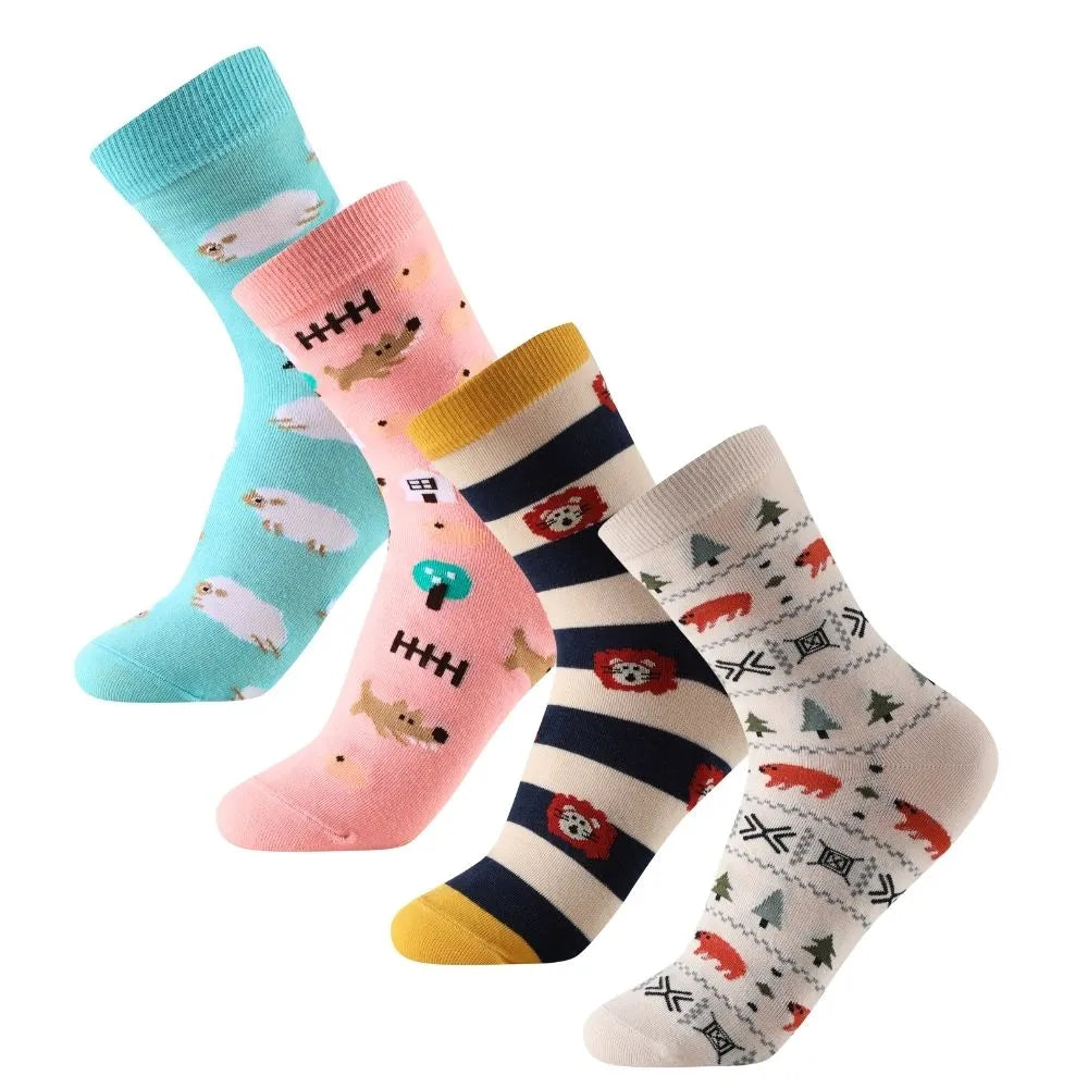 Calcetines media caña con dibujos divertidos de animales