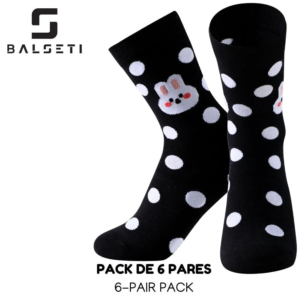 Calcetines media caña con animalitos y lunares