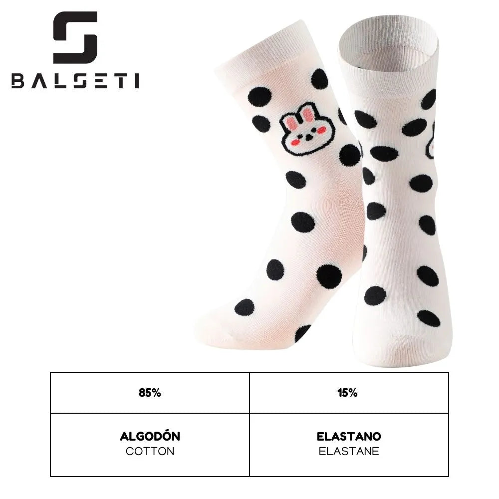 Calcetines media caña con animalitos y lunares