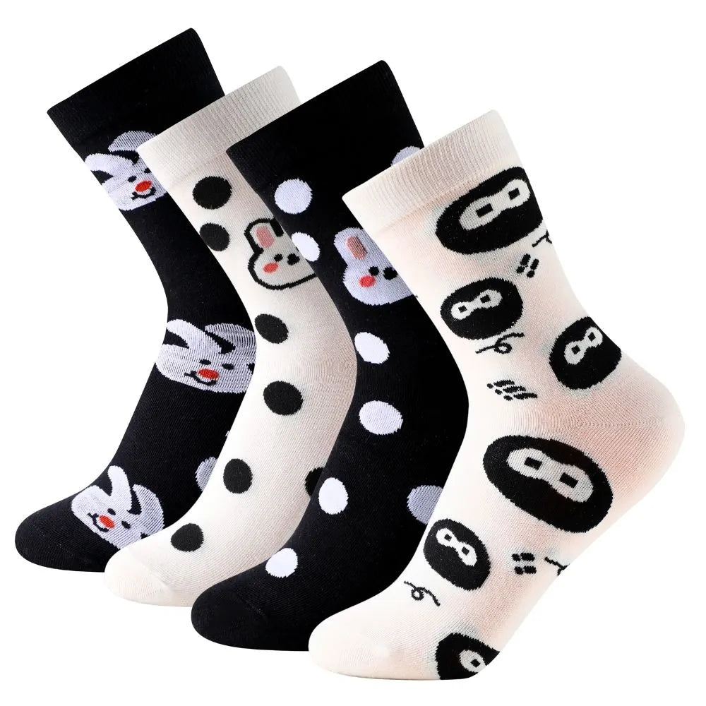 Calcetines media caña con animalitos y lunares