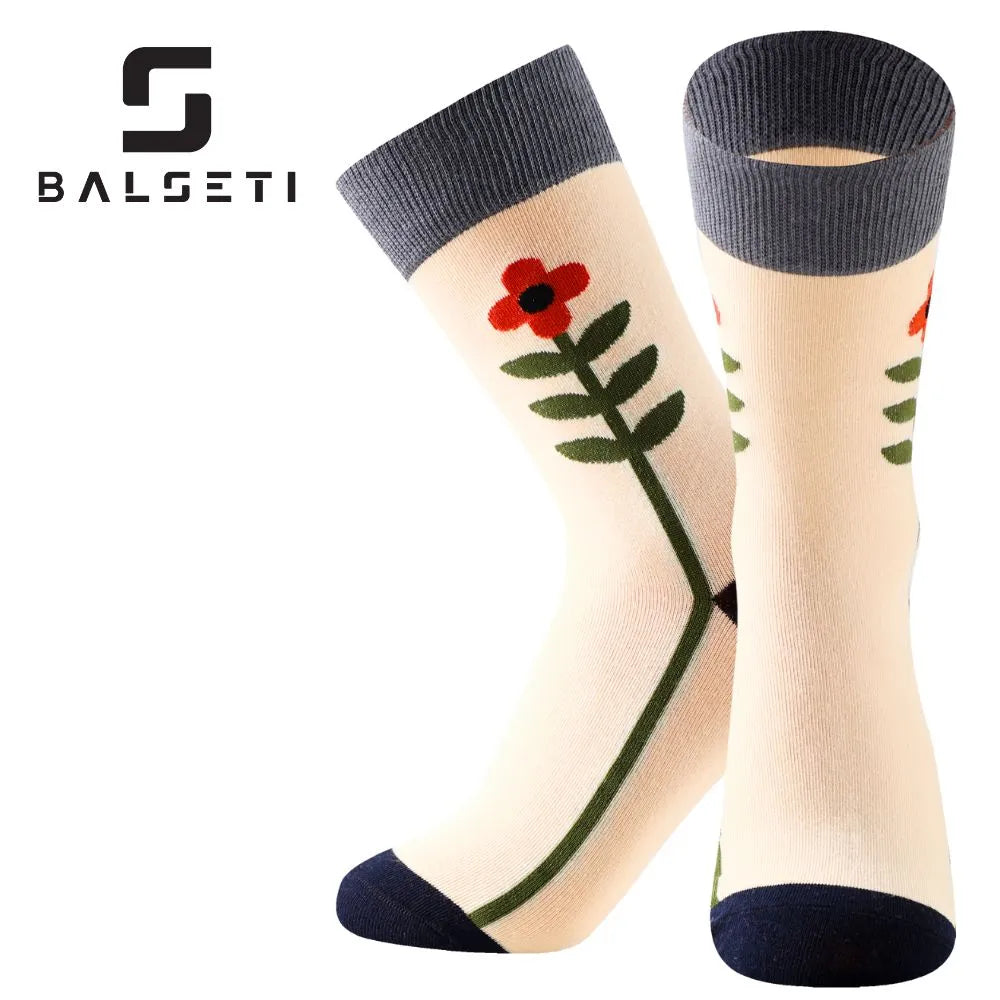 Calcetines media caña con diseño original de flores y figuras