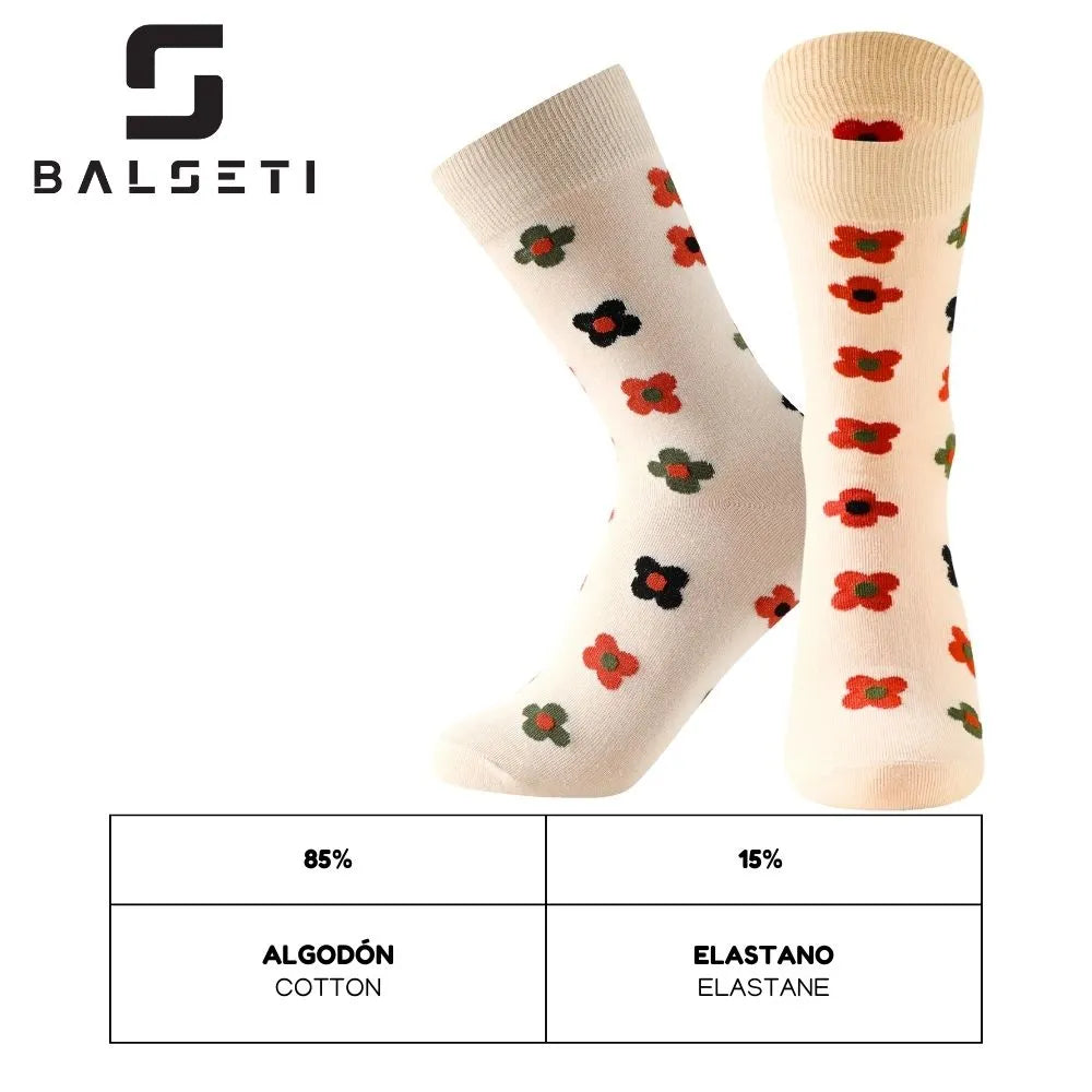 Calcetines media caña con diseño original de flores y figuras