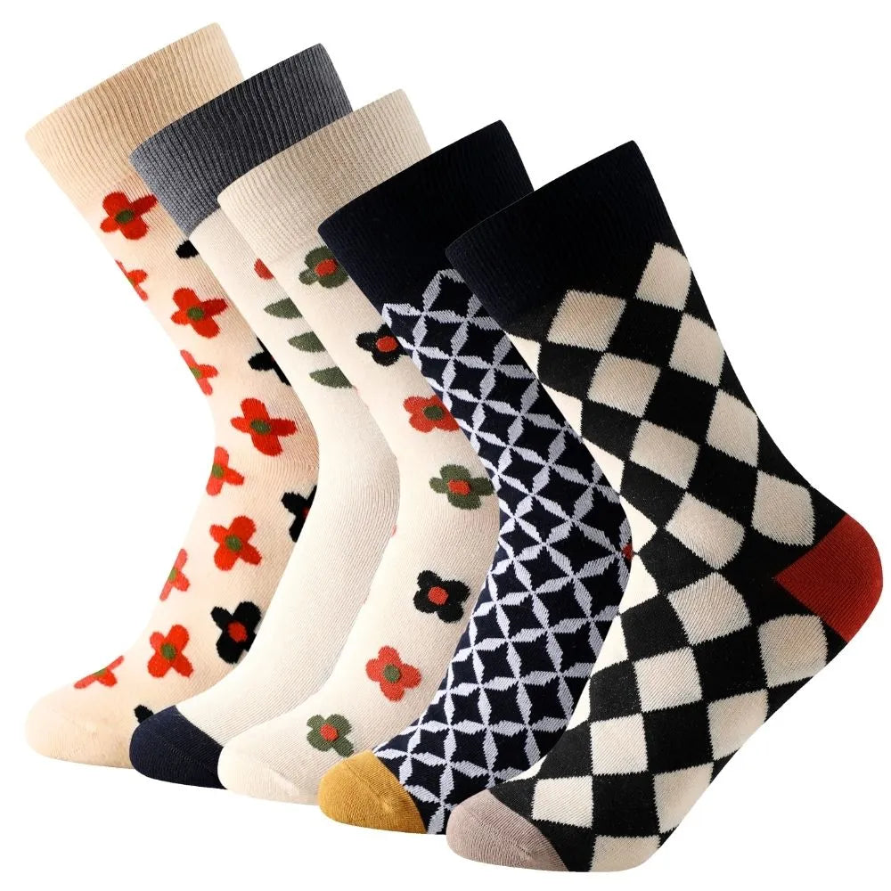 Calcetines media caña con diseño original de flores y figuras