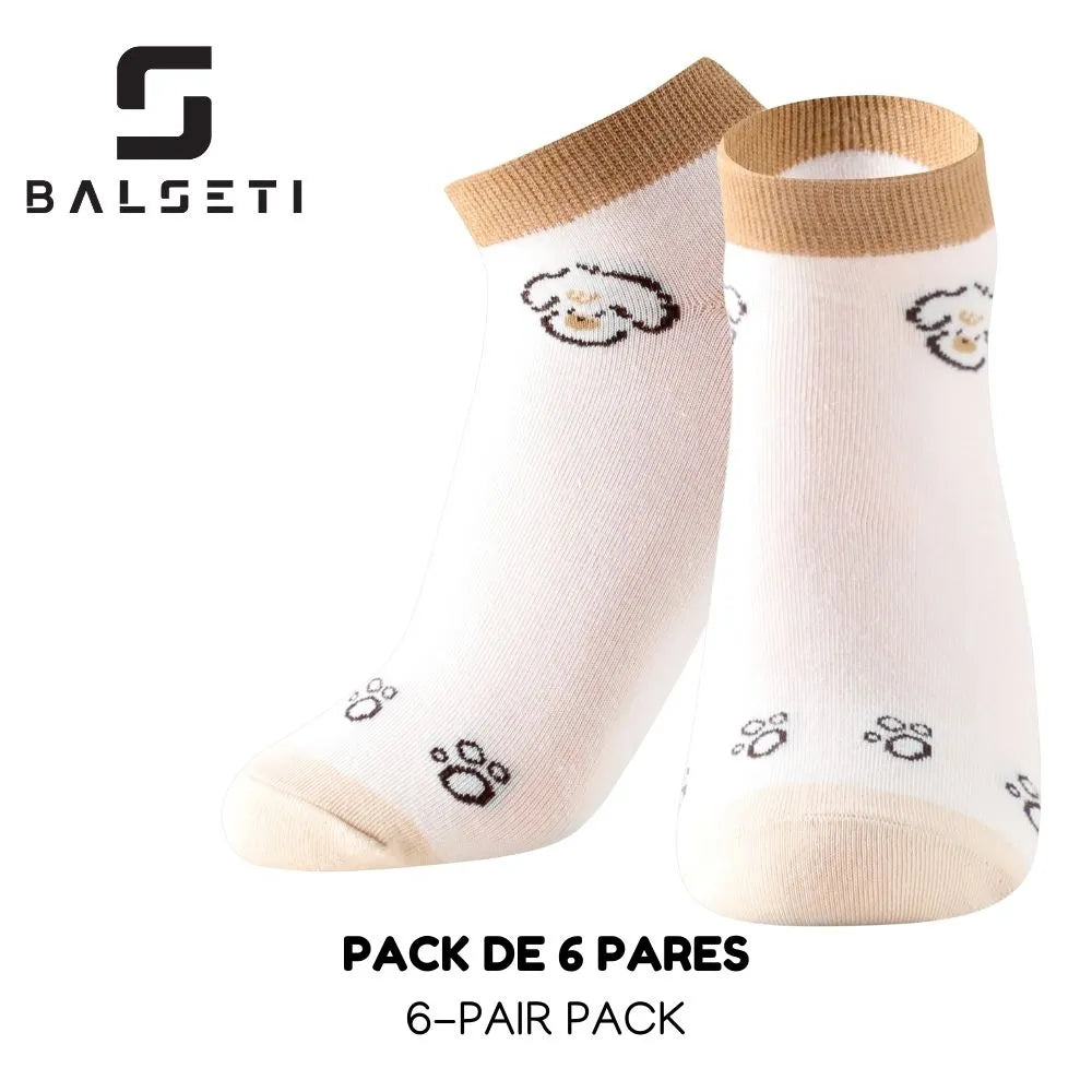 Calcetines tobilleros con dibujos de ositos y rayas