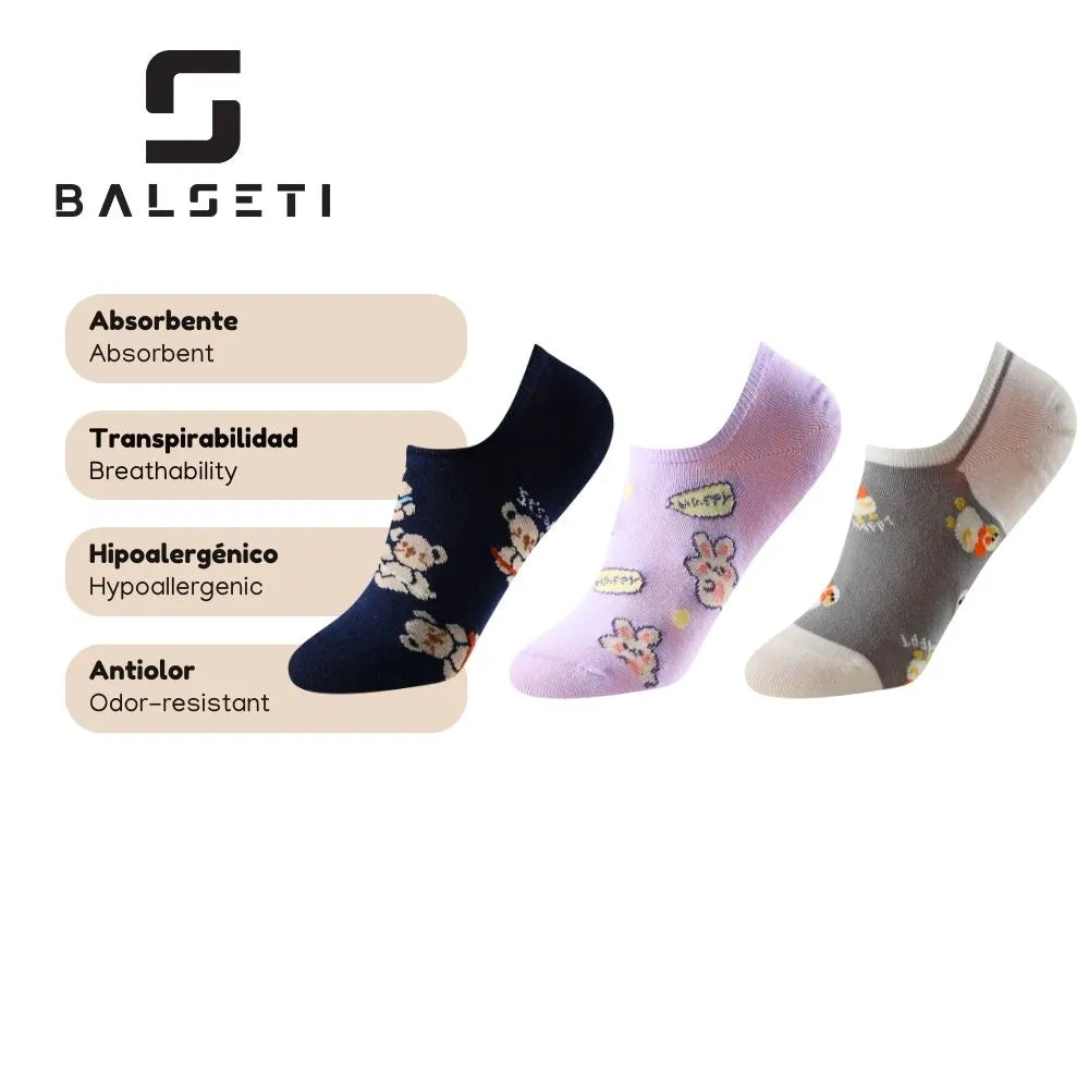 Calcetines tobilleros de animales sobre varios colores