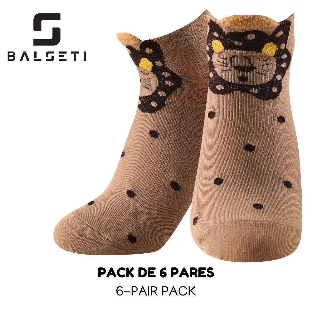 Calcetines tobilleros con dibujos de animales y orejitas