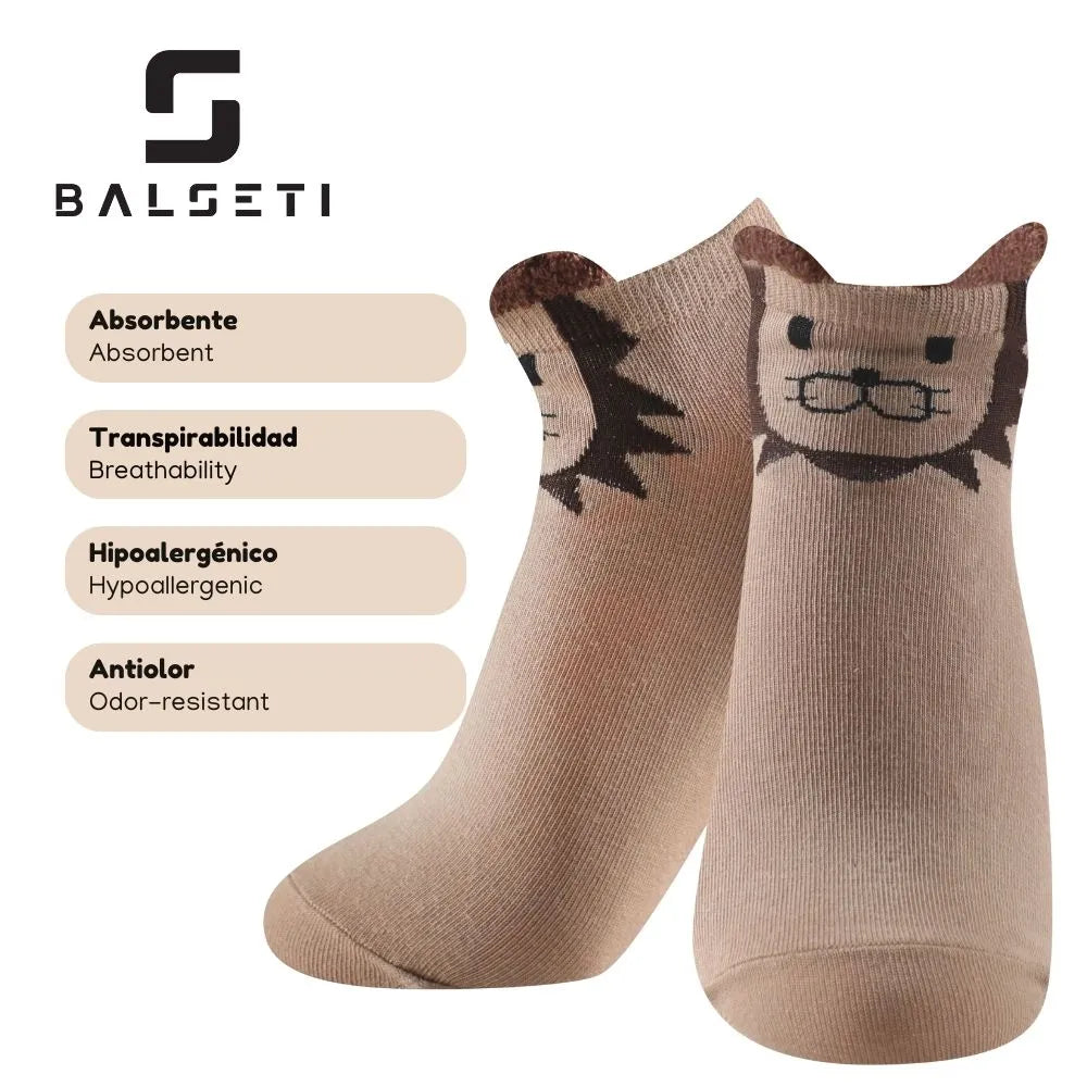 Calcetines tobilleros con dibujos de animales y orejitas