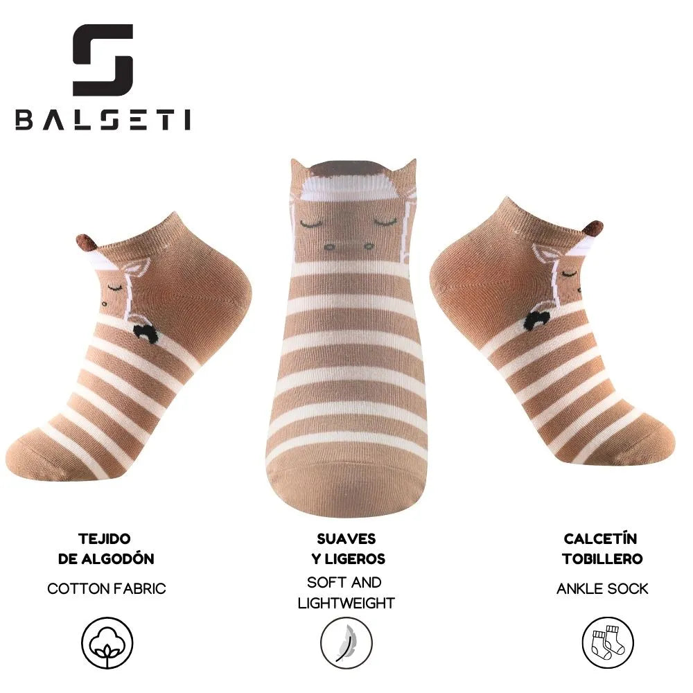 Calcetines tobilleros con dibujos de animales y orejitas