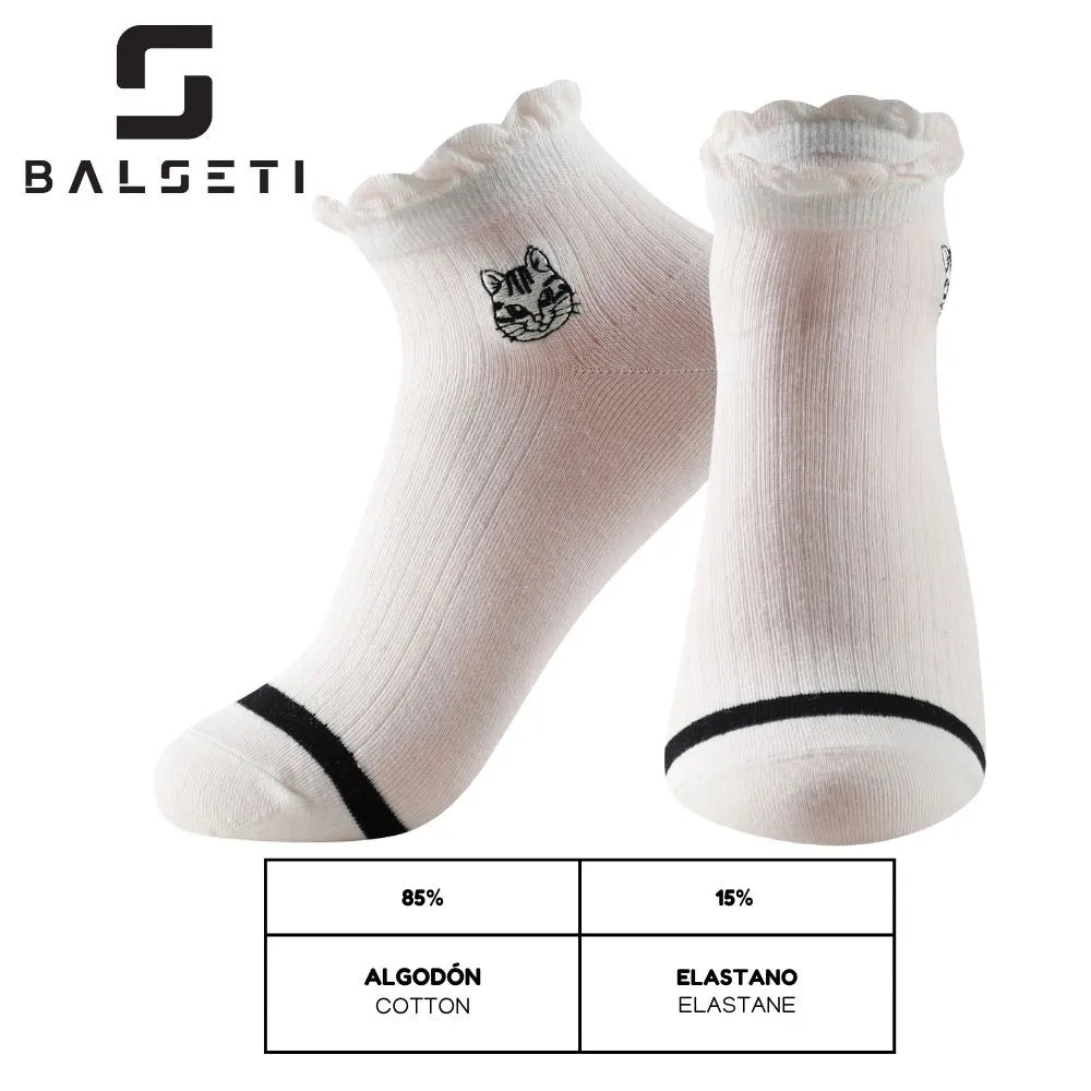 Calcetines tobilleros a rayas con estampado divertido