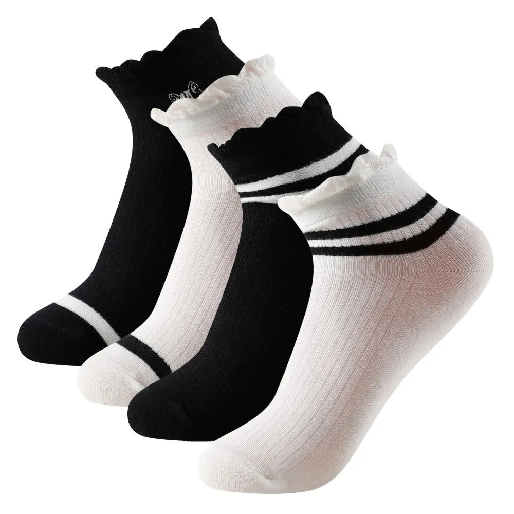 Calcetines tobilleros a rayas con estampado divertido