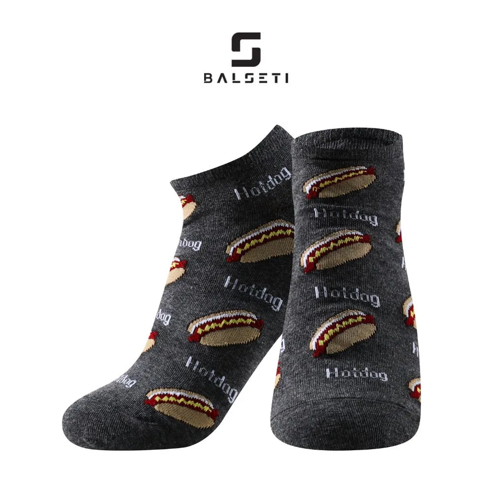 Calcetines tobilleros coloridos con dibujos de comida