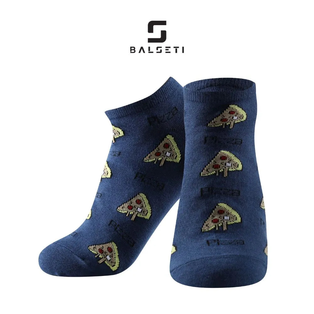 Calcetines tobilleros coloridos con dibujos de comida