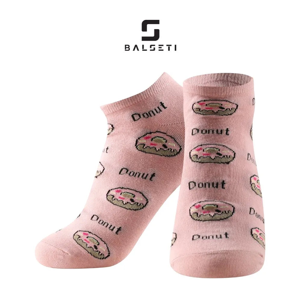 Calcetines tobilleros coloridos con dibujos de comida