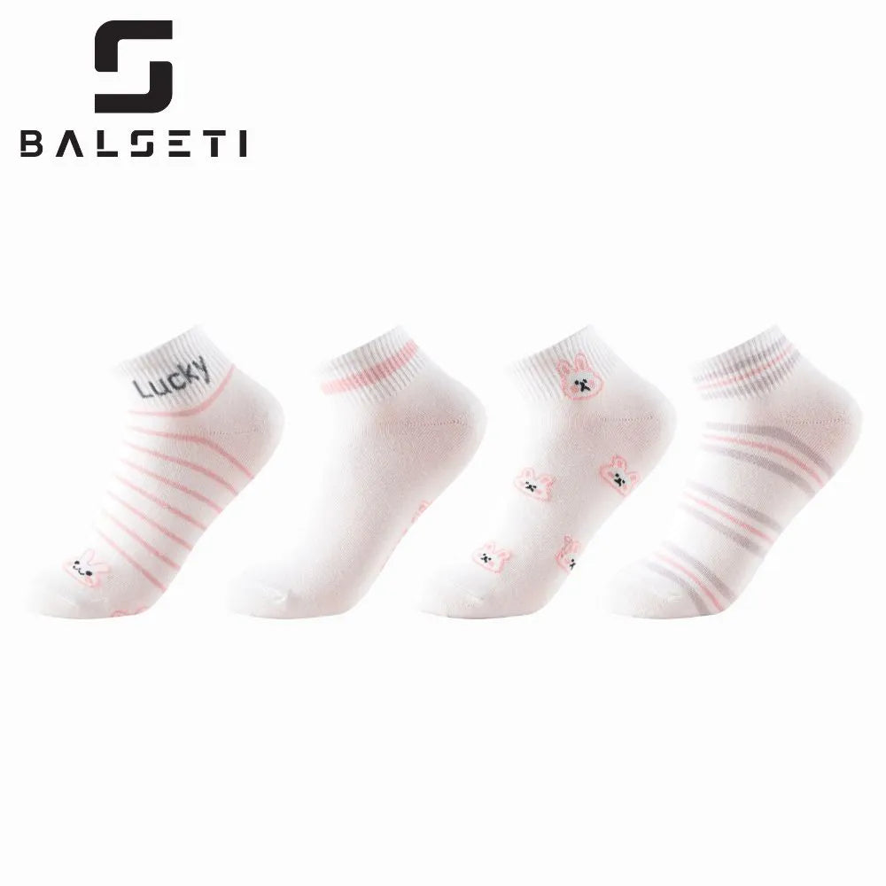 Calcetines tobilleros con rayas y estampado de conejitos