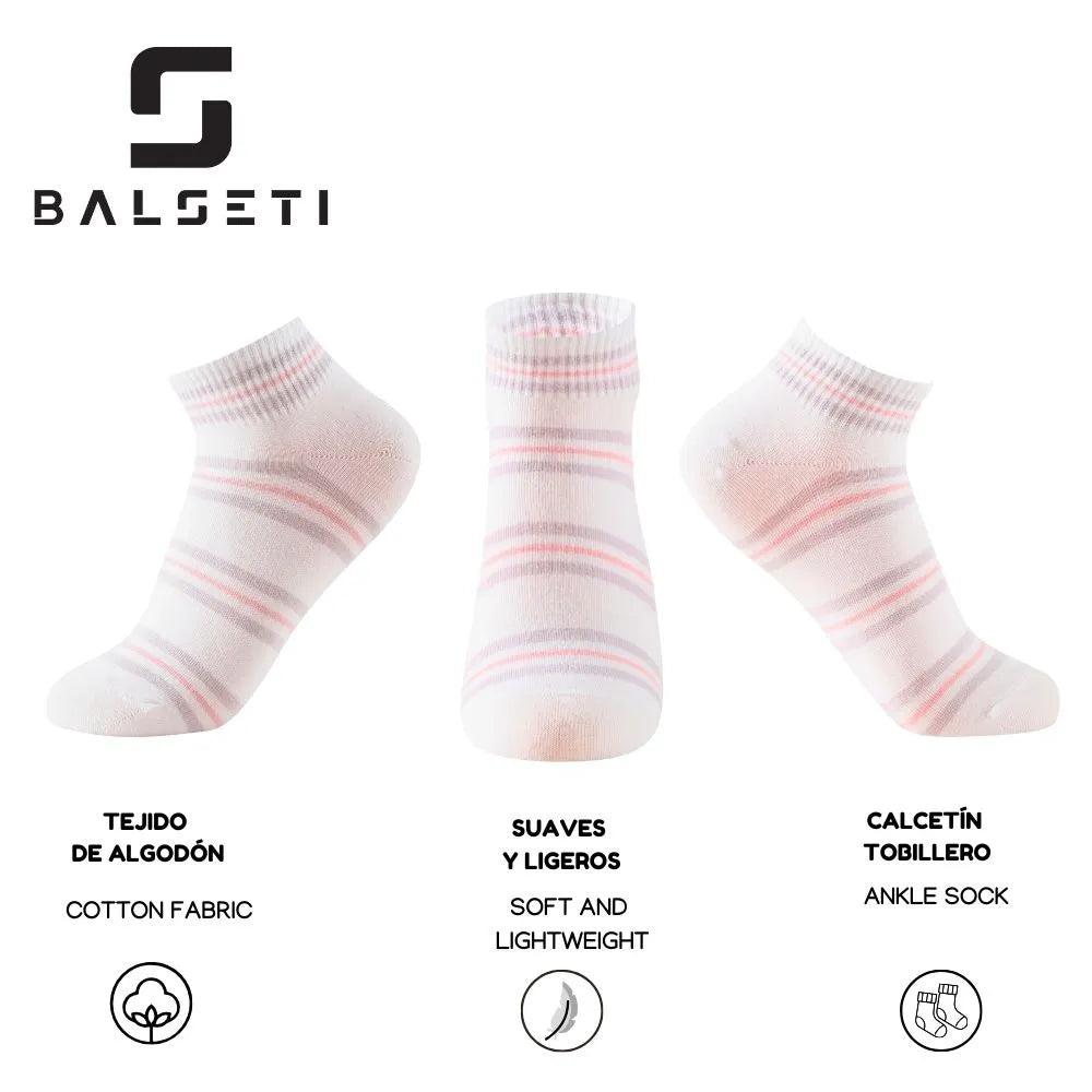 Calcetines tobilleros con rayas y estampado de conejitos