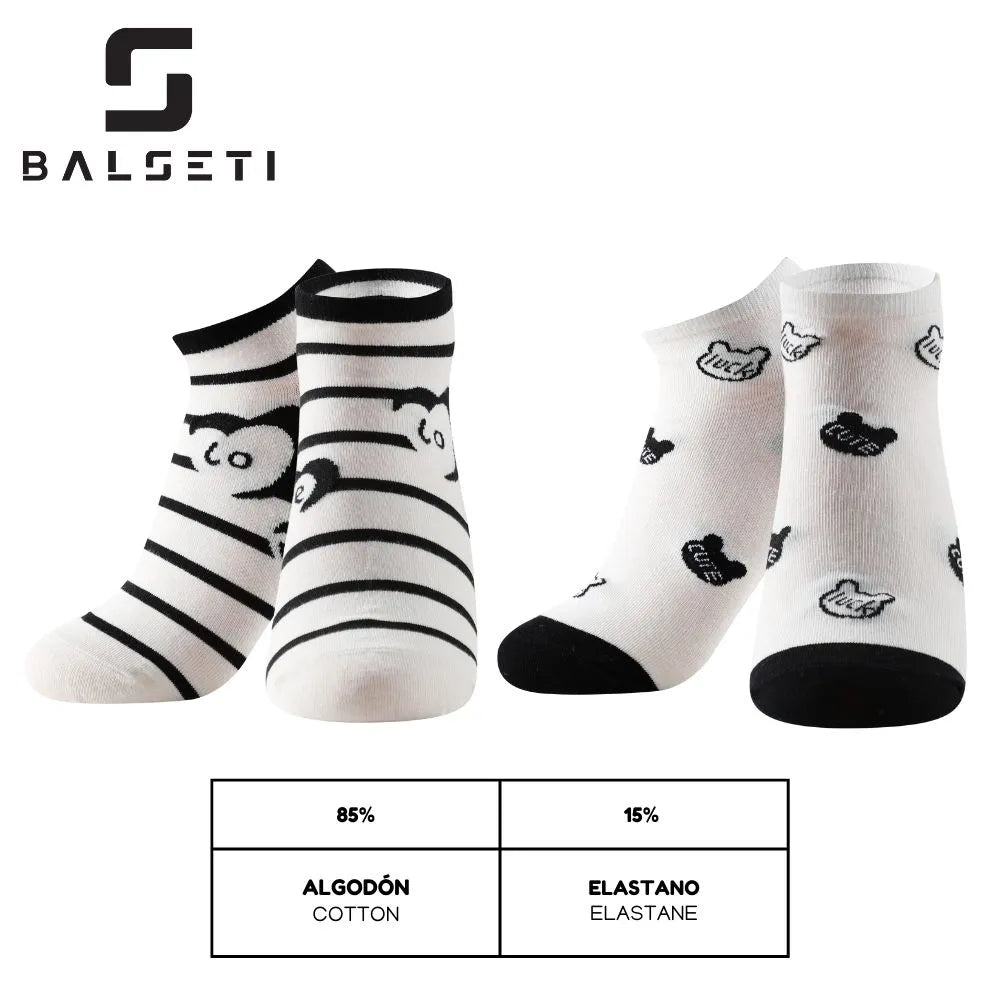 Calcetines tobilleros con estampados divertidos y rayas