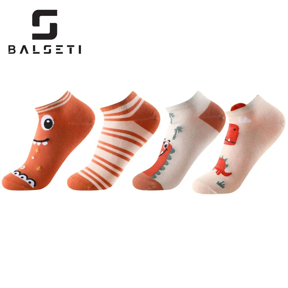 Calcetines tobilleros coloridos con dibujos de dragón y dinosaurio