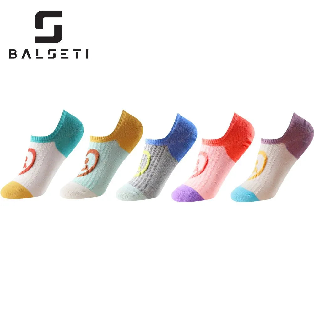 Calcetines tobilleros coloridos con carita sonriente