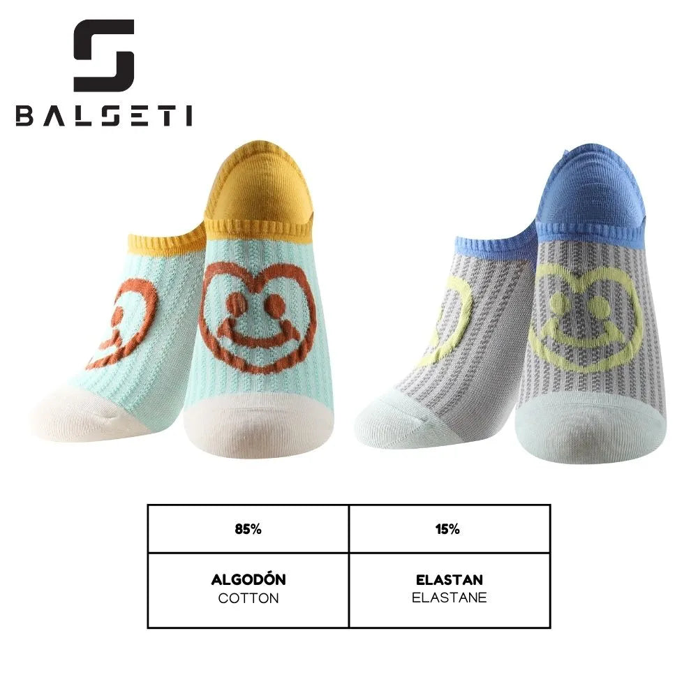 Calcetines tobilleros coloridos con carita sonriente