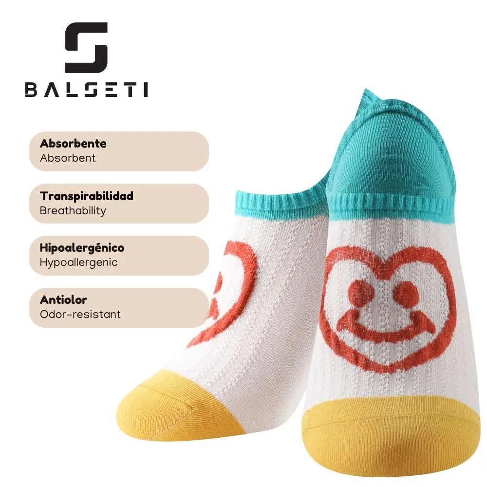 Calcetines tobilleros coloridos con carita sonriente