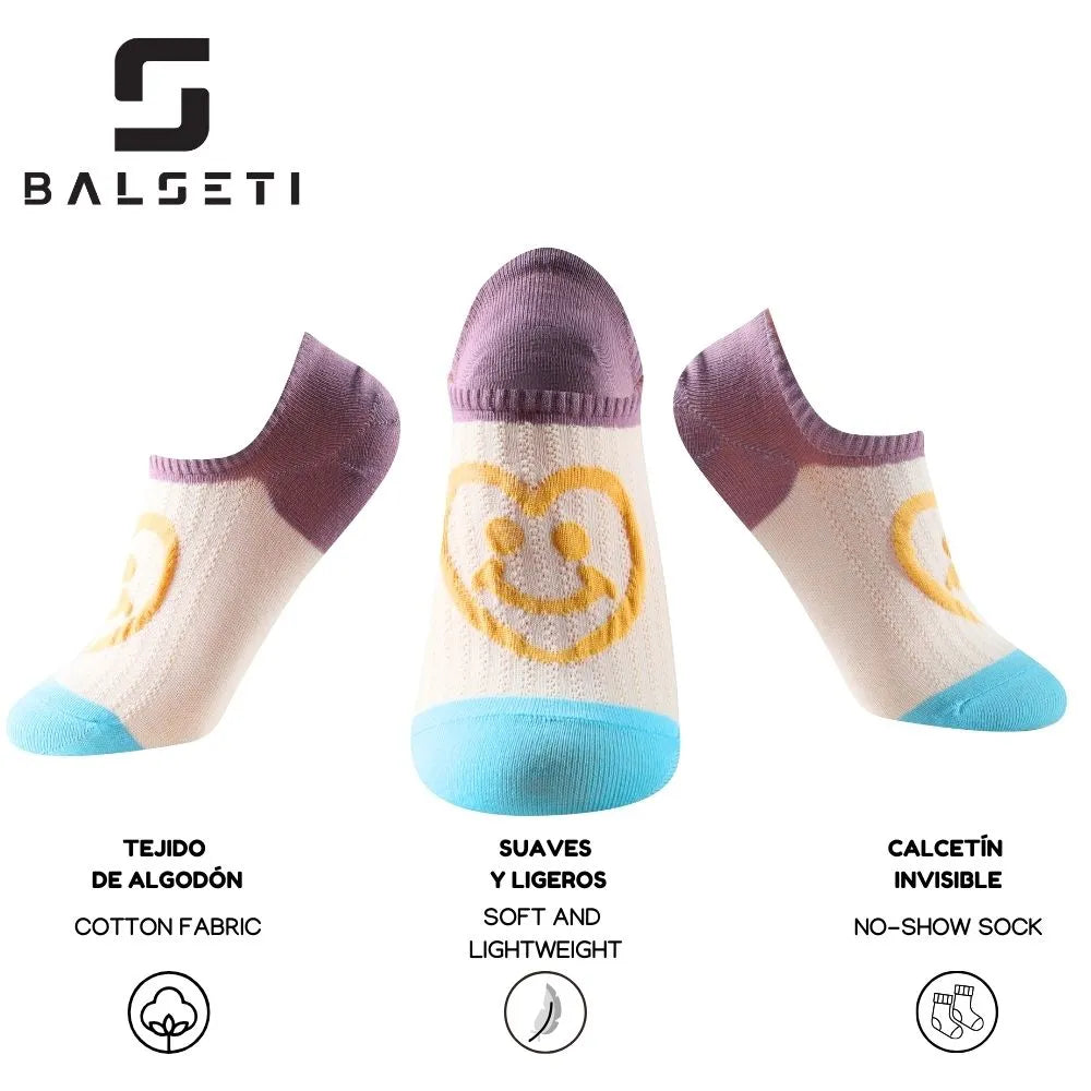 Calcetines tobilleros coloridos con carita sonriente
