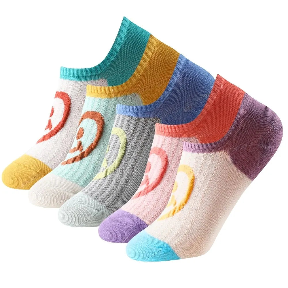 Calcetines tobilleros coloridos con carita sonriente