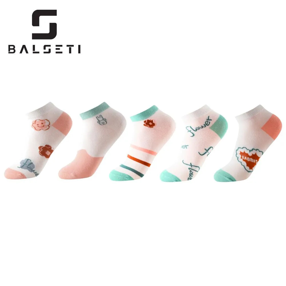 Calcetines tobilleros con estampados divertidos de flores y conejos