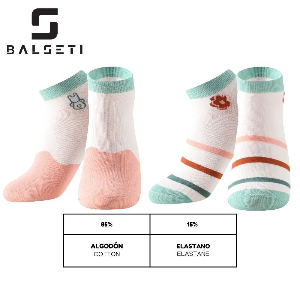 Calcetines tobilleros con estampados divertidos de flores y conejos
