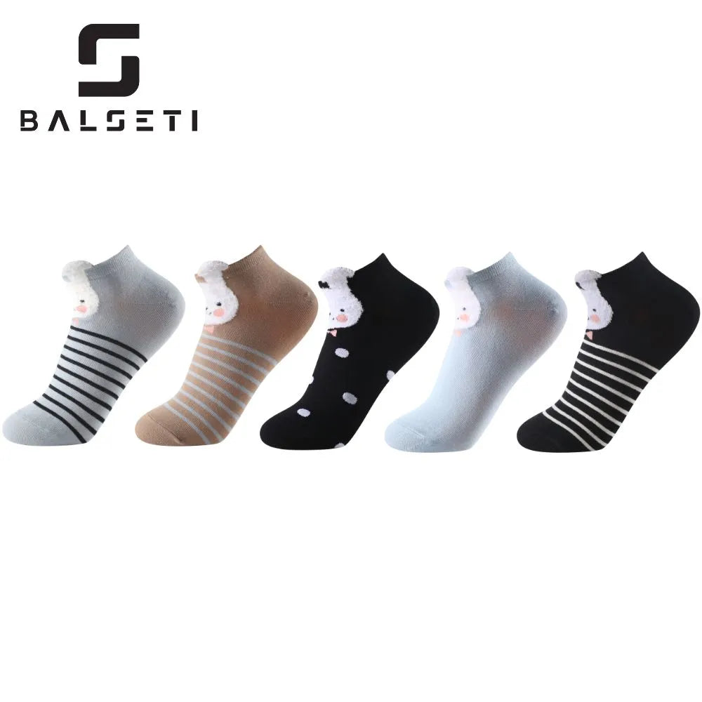 Calcetines tobilleros con estampado de gatitos con rayas y lunares