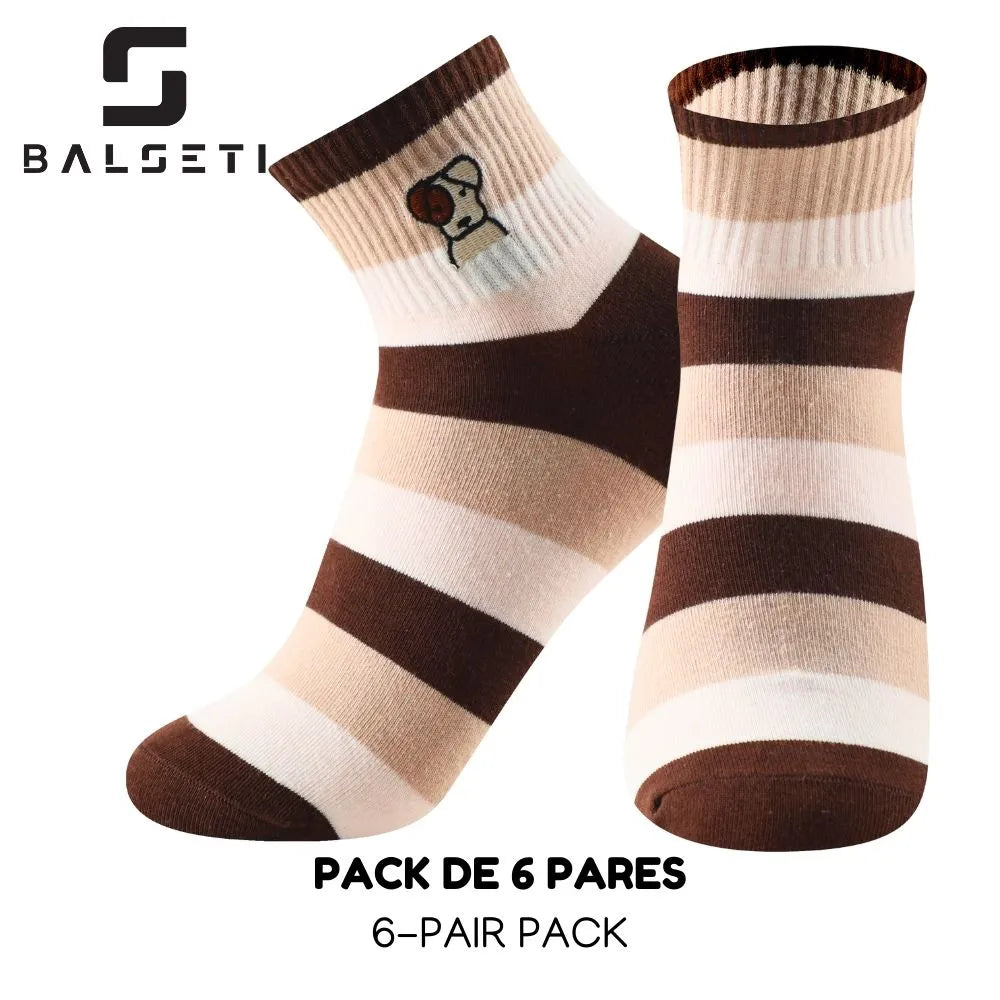 Calcetines tobilleros Mujer y Niña – Estampados color marrón