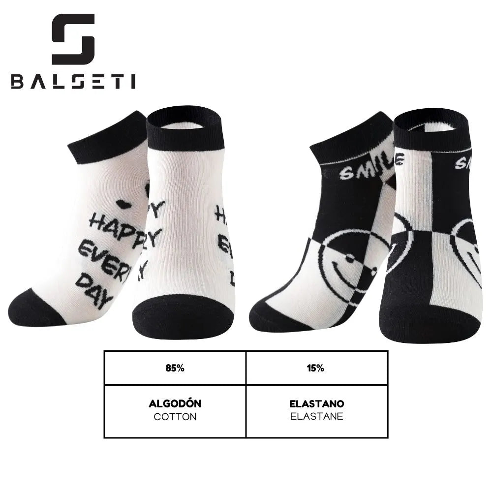 Calcetines tobilleros "Happy" con caritas sonrientes
