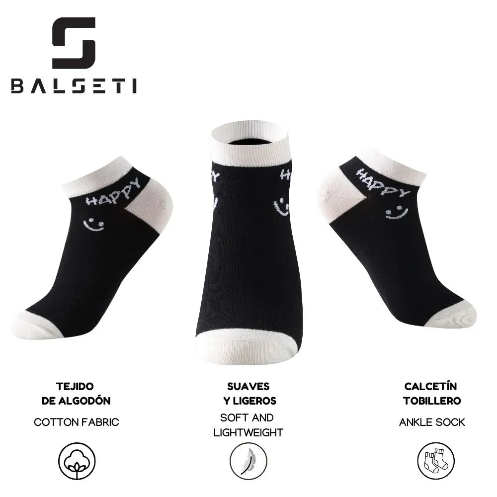 Calcetines tobilleros "Happy" con caritas sonrientes