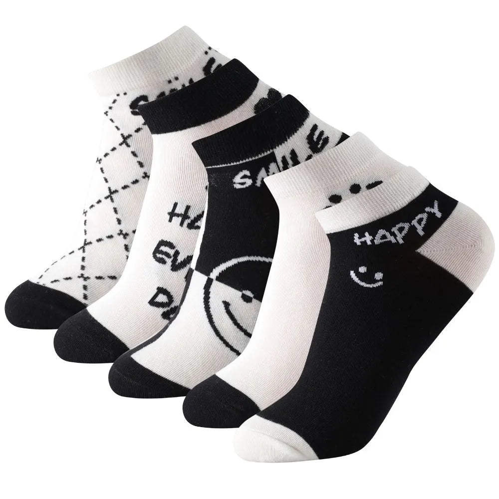 Calcetines tobilleros "Happy" con caritas sonrientes