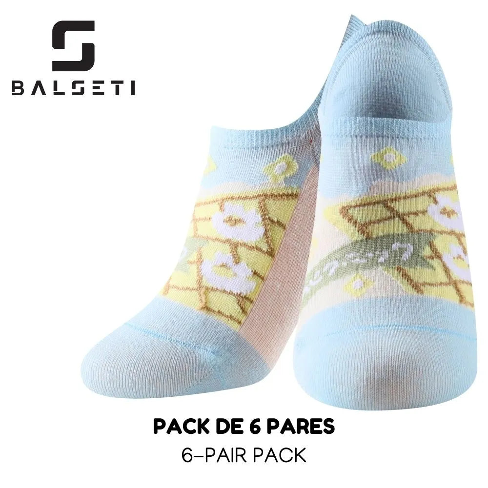 Calcetines tobilleros coloridos con dibujos divertidos