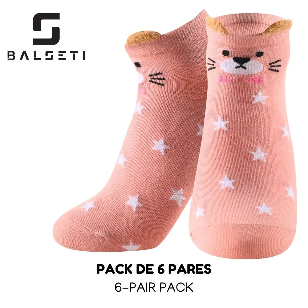 Calcetines tobilleros con animalitos, rayas y estrellas