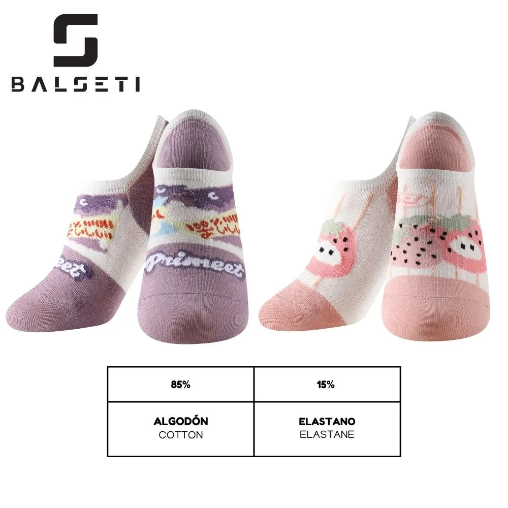 Calcetines tobilleros coloridos con dibujos divertidos