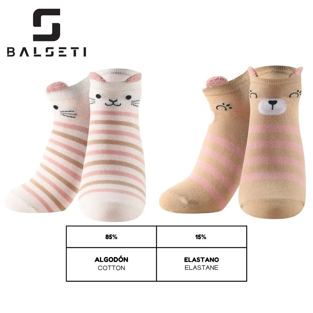 Calcetines tobilleros con animalitos, rayas y estrellas