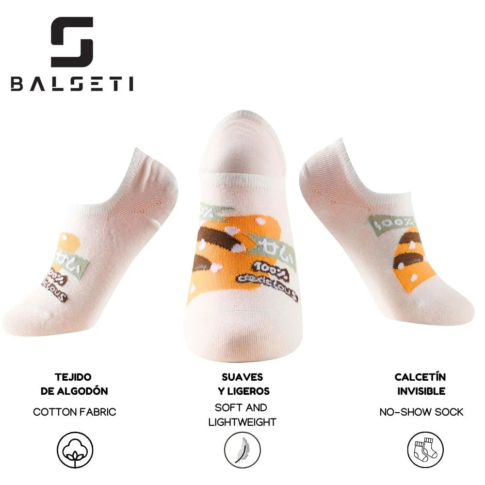 Calcetines tobilleros coloridos con dibujos divertidos