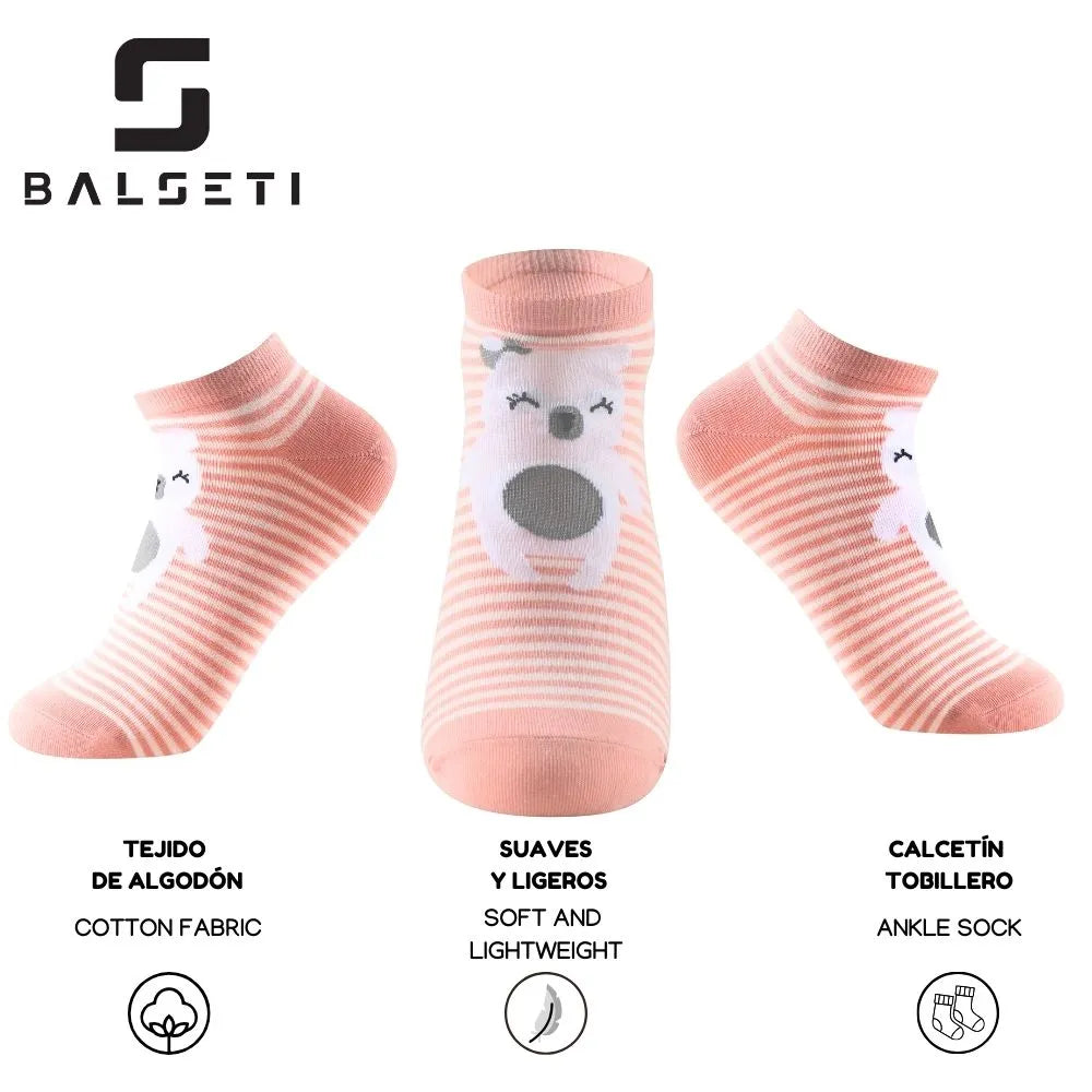 Calcetines tobilleros con animalitos, rayas y estrellas