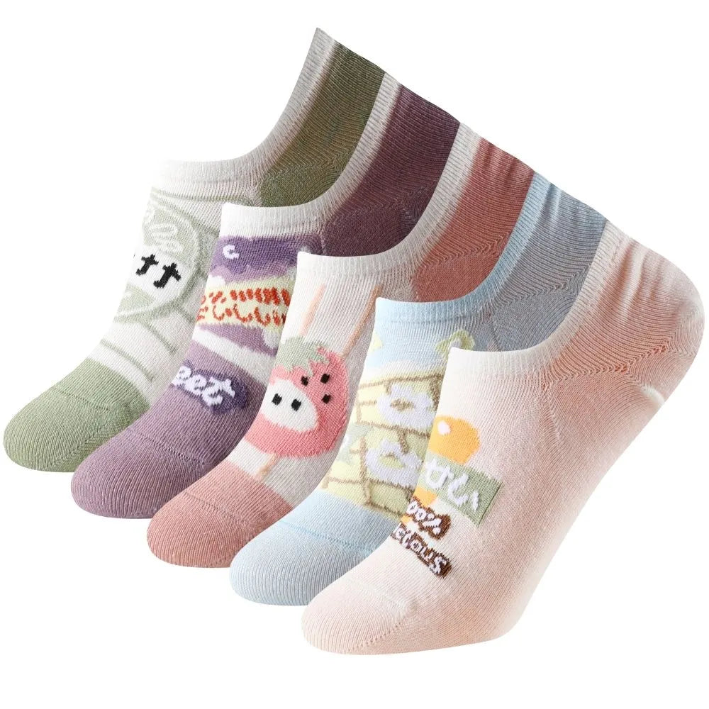 Calcetines tobilleros coloridos con dibujos divertidos