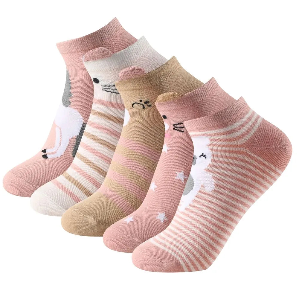 Calcetines tobilleros con animalitos, rayas y estrellas