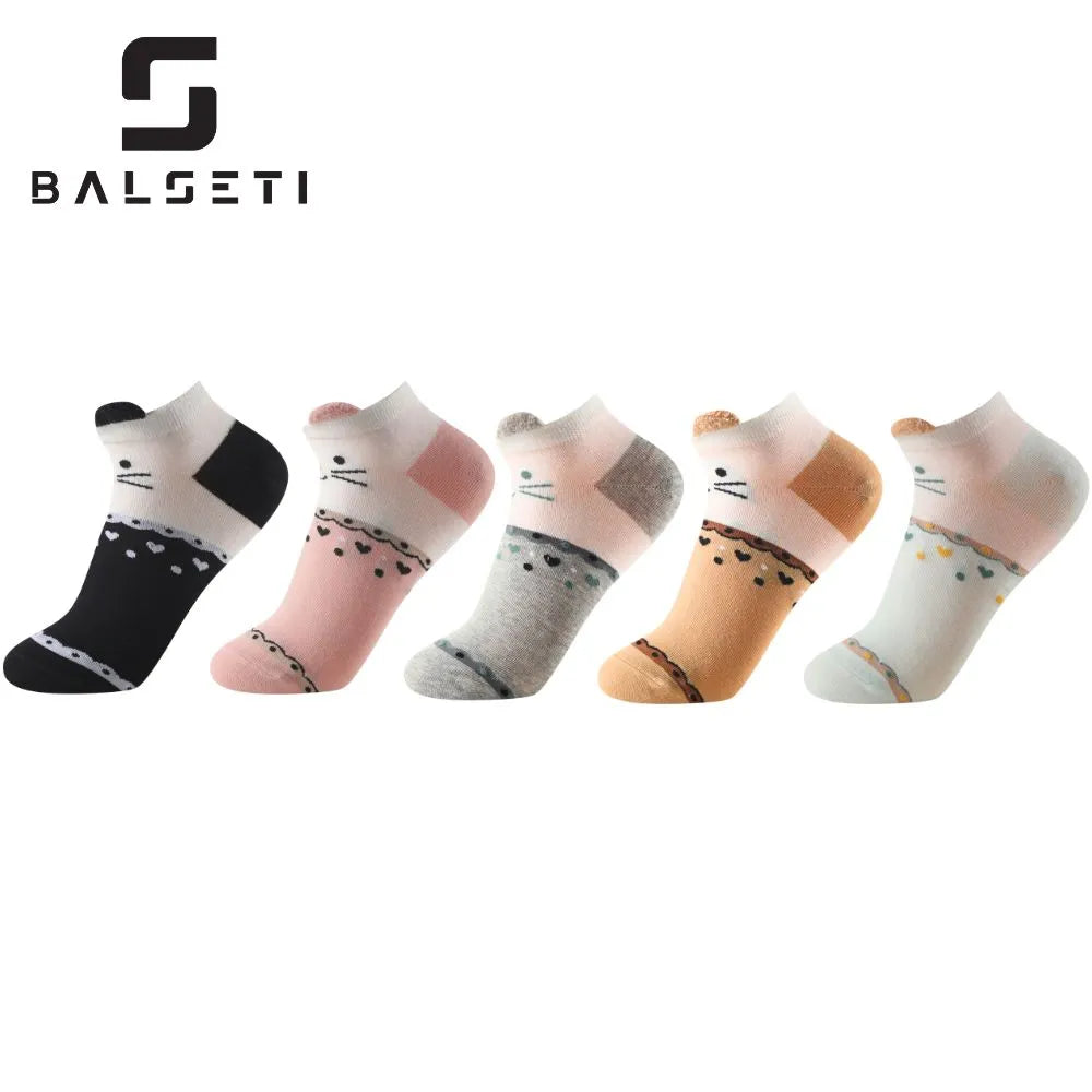 Calcetines tobilleros de gatos con orejitas y corazones