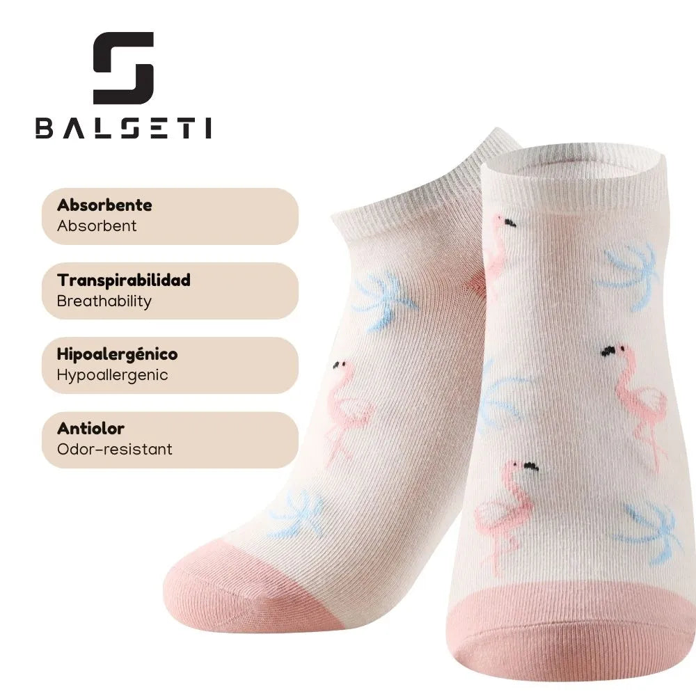 Calcetines tobilleros con estampado de flamencos