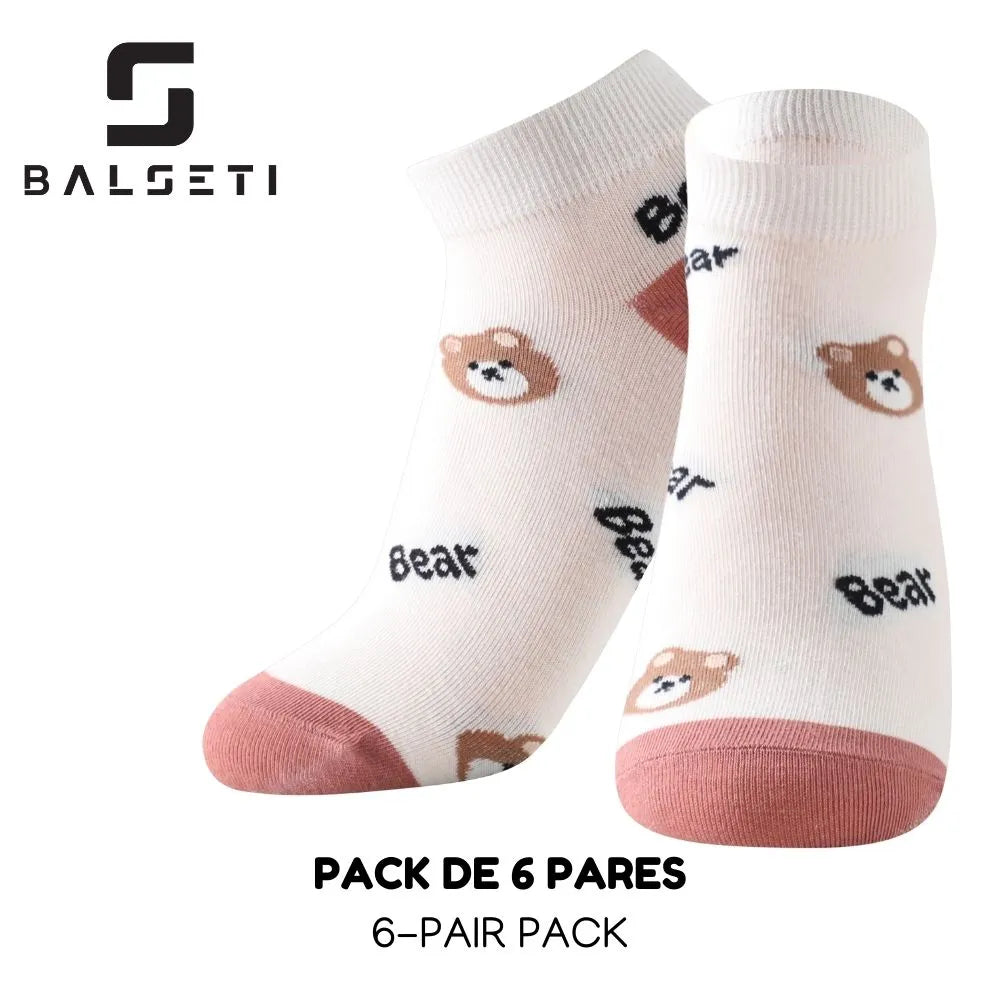 Calcetines tobilleros con dibujos de ositos y rayas