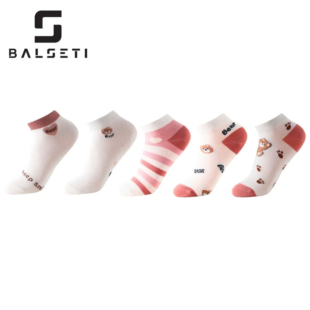 Calcetines tobilleros con dibujos de ositos y rayas