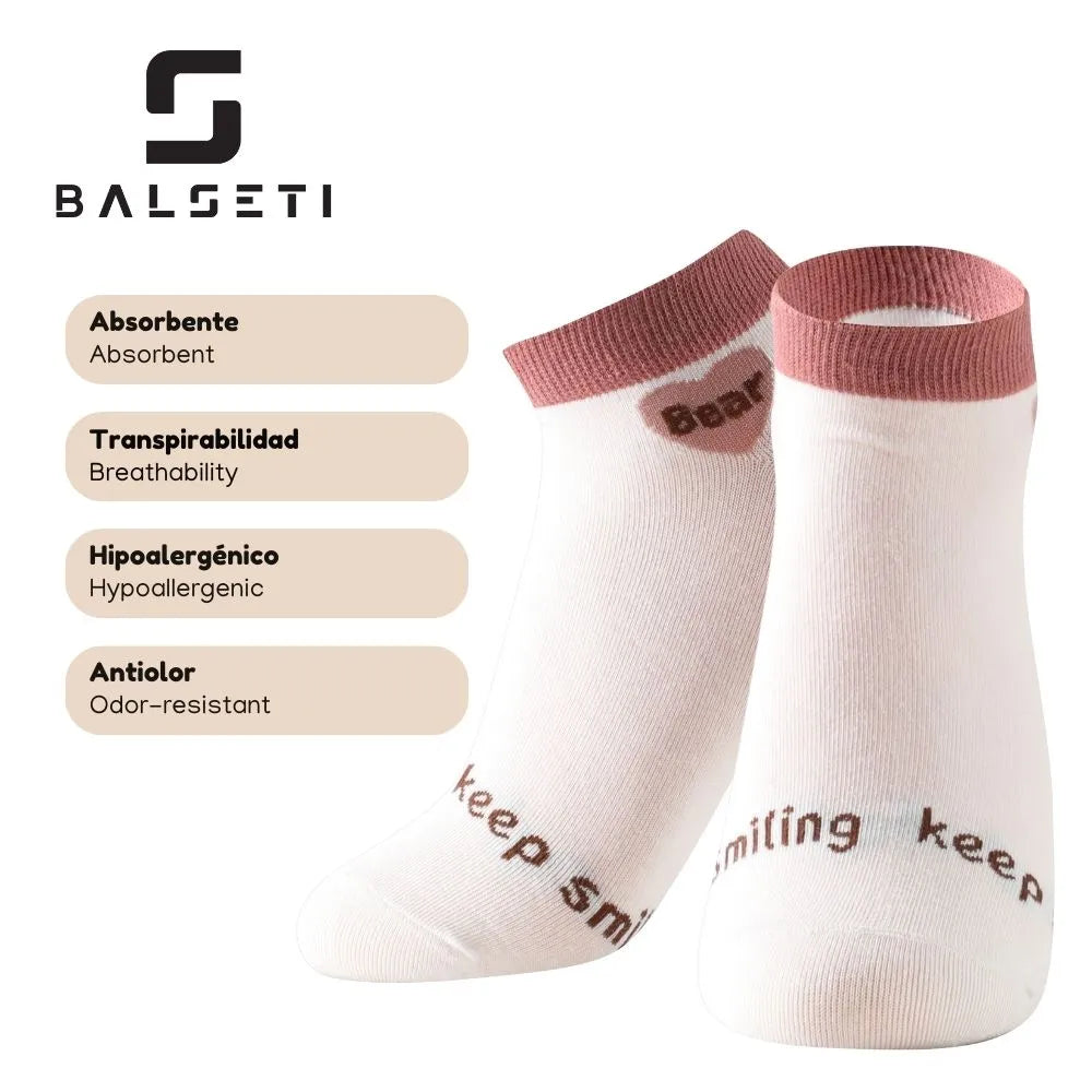 Calcetines tobilleros con dibujos de ositos y rayas