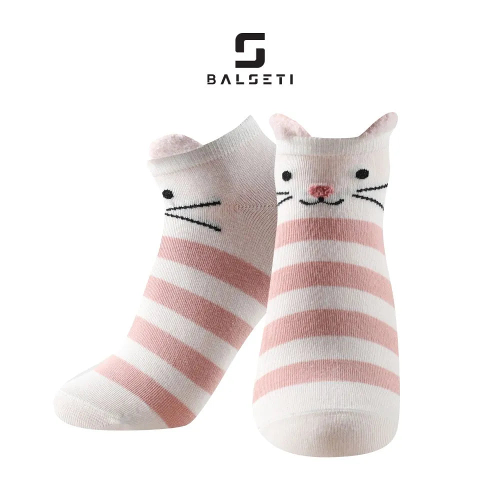 Calcetines tobilleros de gatito y ratón