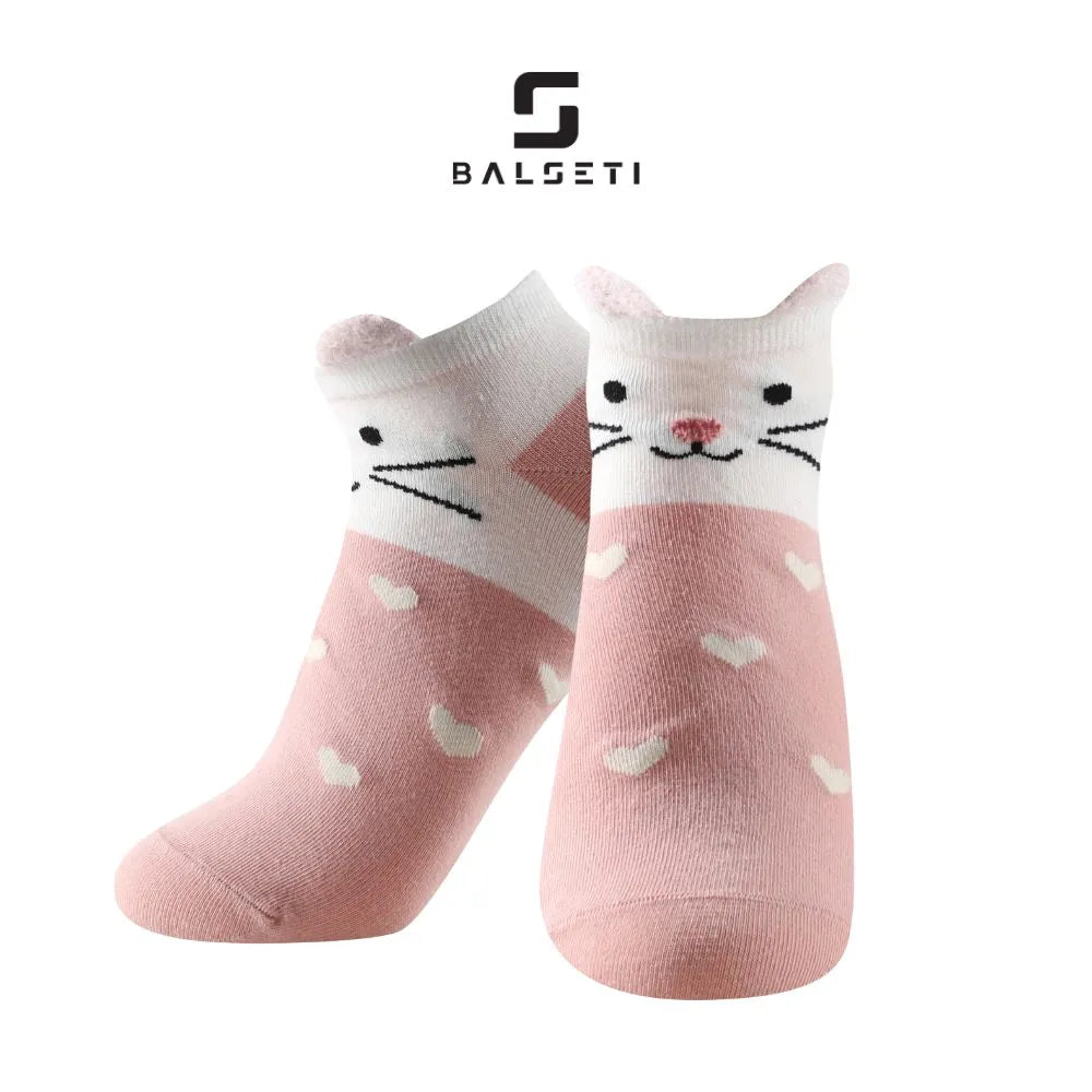 Calcetines tobilleros de gatito y ratón